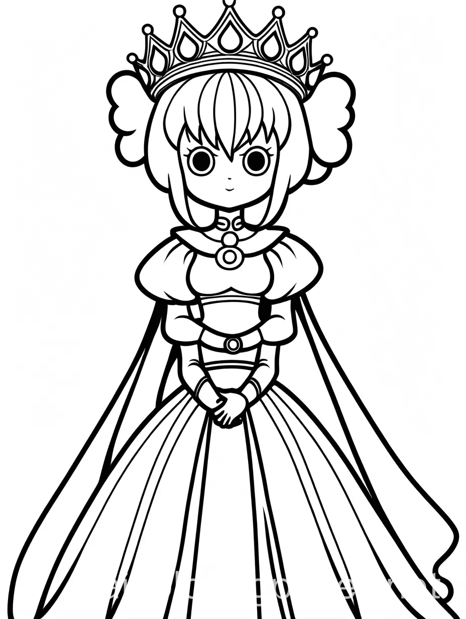 Tatsumaki-as-a-Princess-Coloring-Page-for-Kids-Simple-Line-Art-with-Ample-White-Space