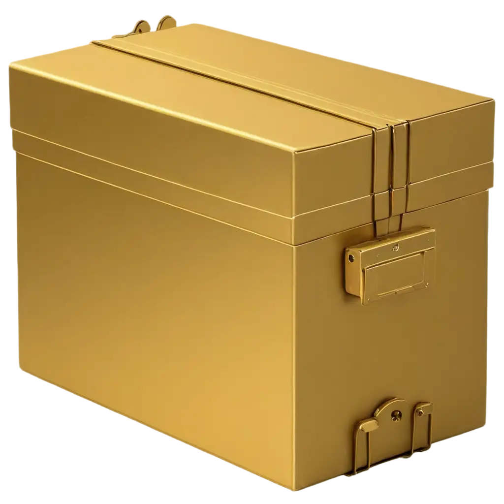 metalic box in gold isometric view