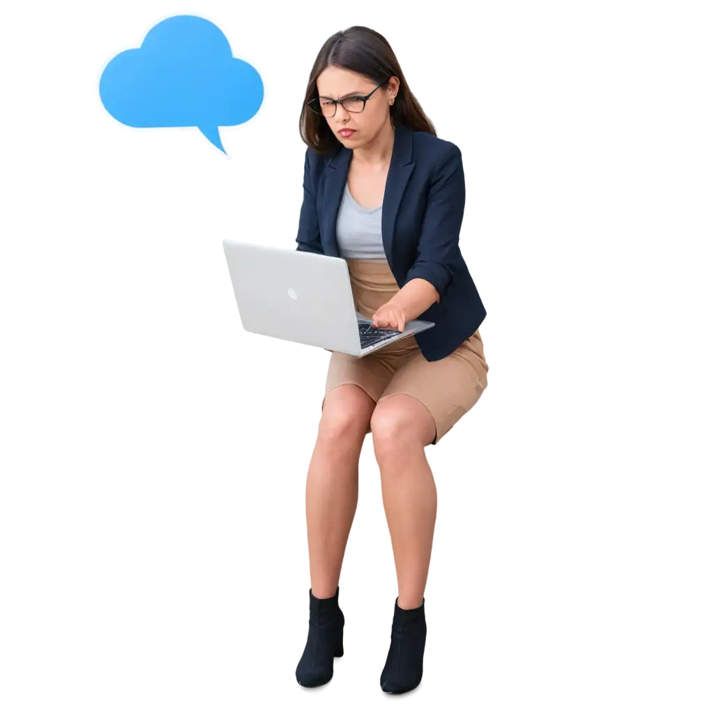 Frustrated-Woman-in-Front-of-Laptop-PNG-HighQuality-Clear-Image-for-Digital-Projects