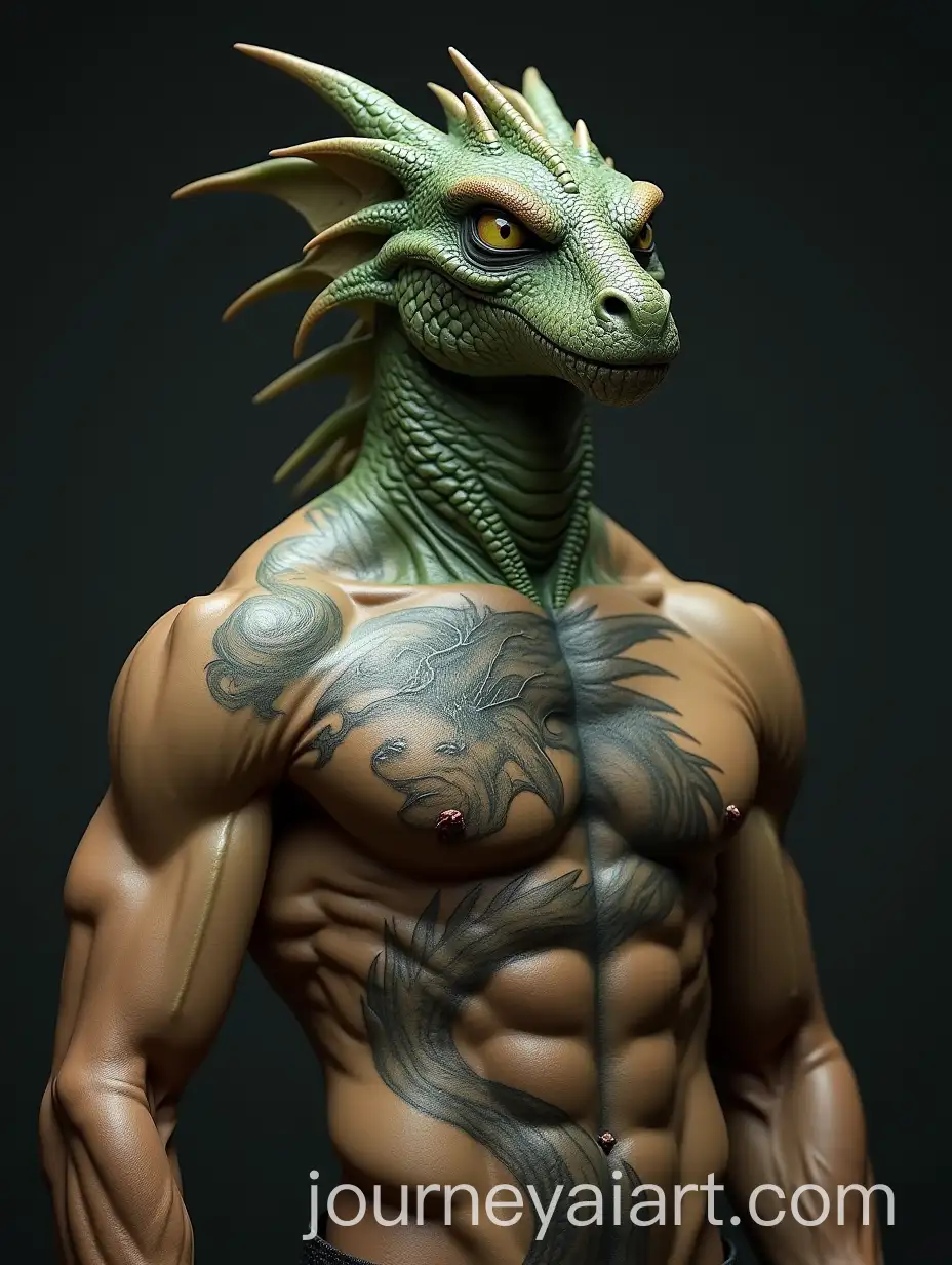 Humanoid-Anthropomorphic-Dragon-with-Dragon-Portrait-Tattoo-and-Athletic-Build