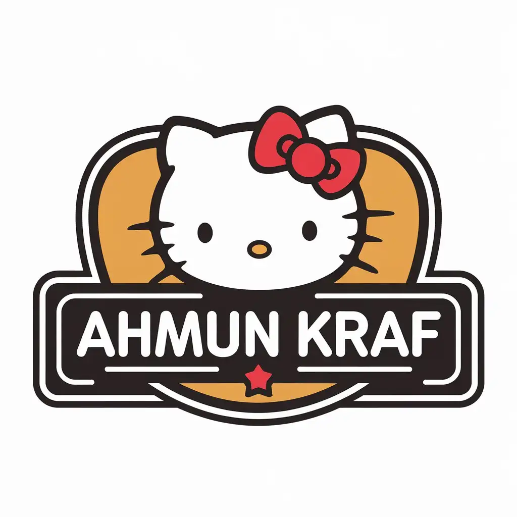 LOGO-Design-for-AHMUN-KRAF-Playful-Text-with-Hello-Kitty-Symbol-on-Clear-Background