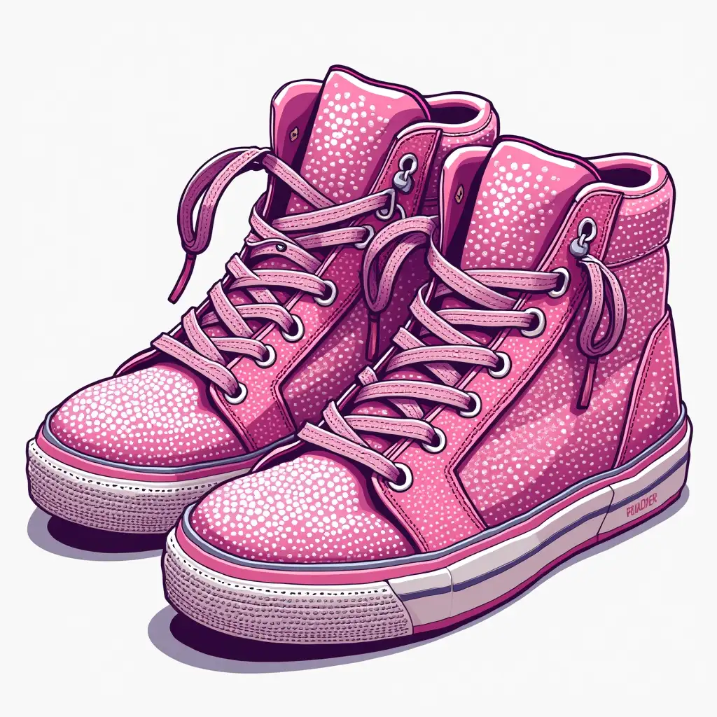 Sparkly-PinkAI-Image-Prompt-Expansion-Rhinestone-HighTop-Skateboarding-Shoes-Clipart