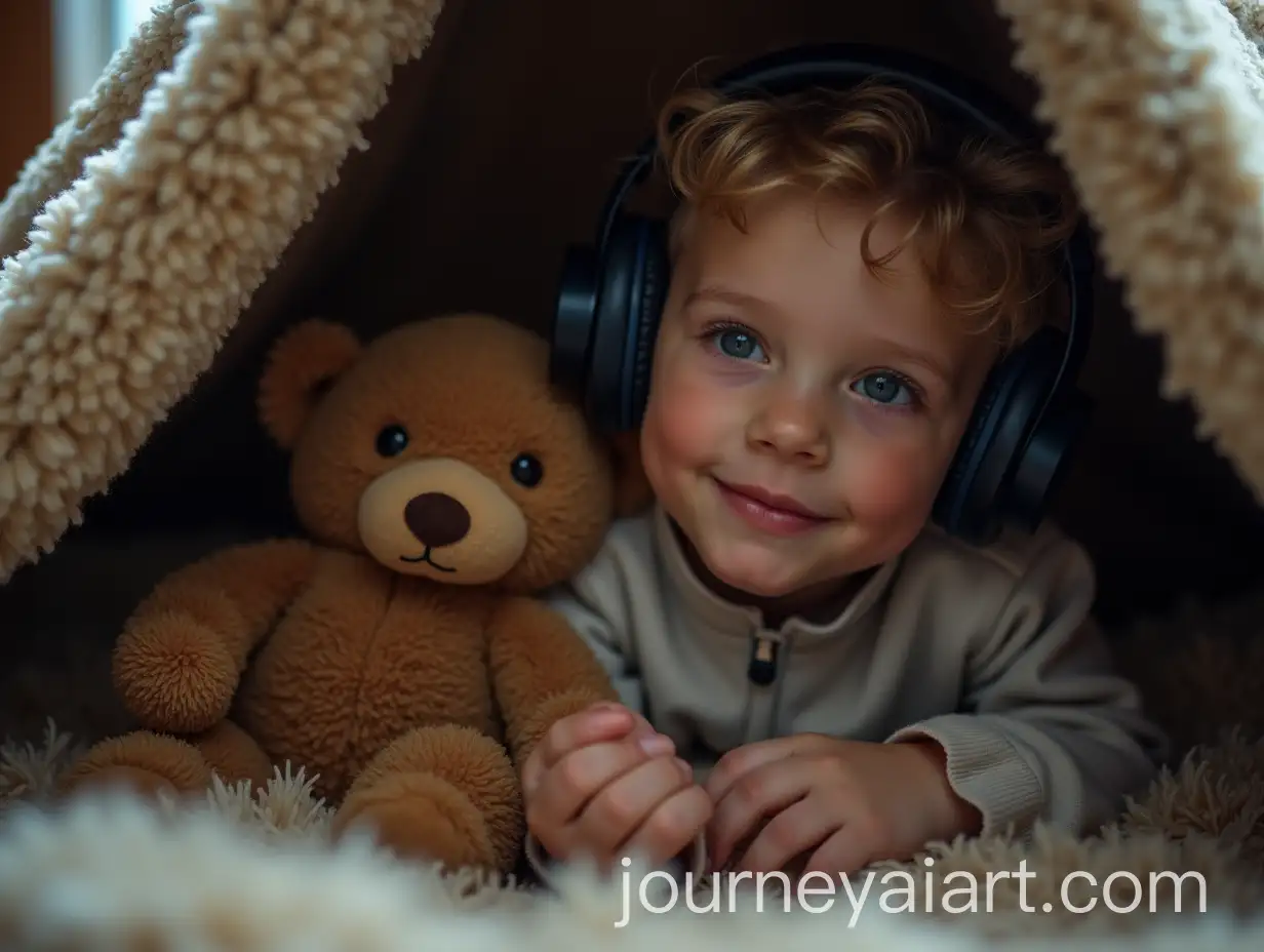 Teenager-Relaxing-in-Blanket-Fort-withAI-Art-Prompt-Expansion-Teddy-and-Headphones-Parent-Sitting-Nearby