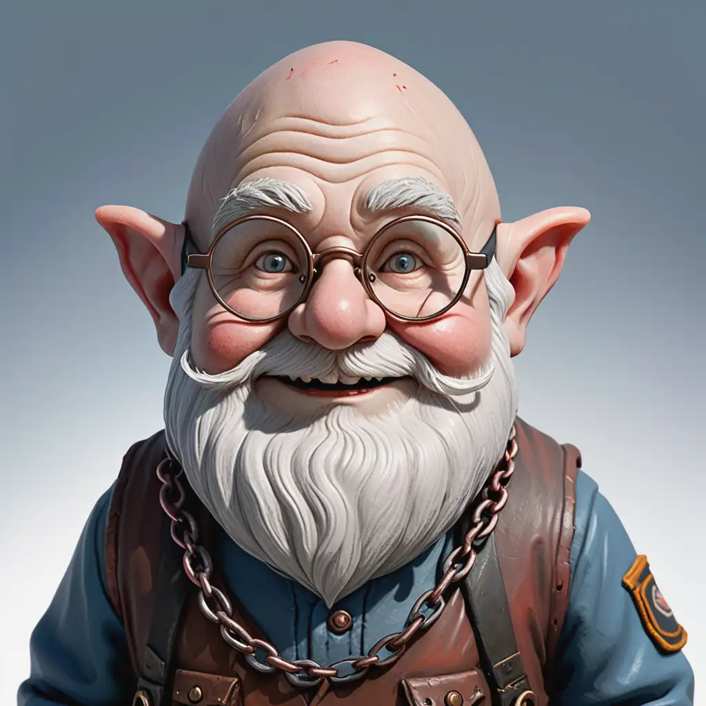 Elderly Male Gnome with Spectacles and Gray Hair