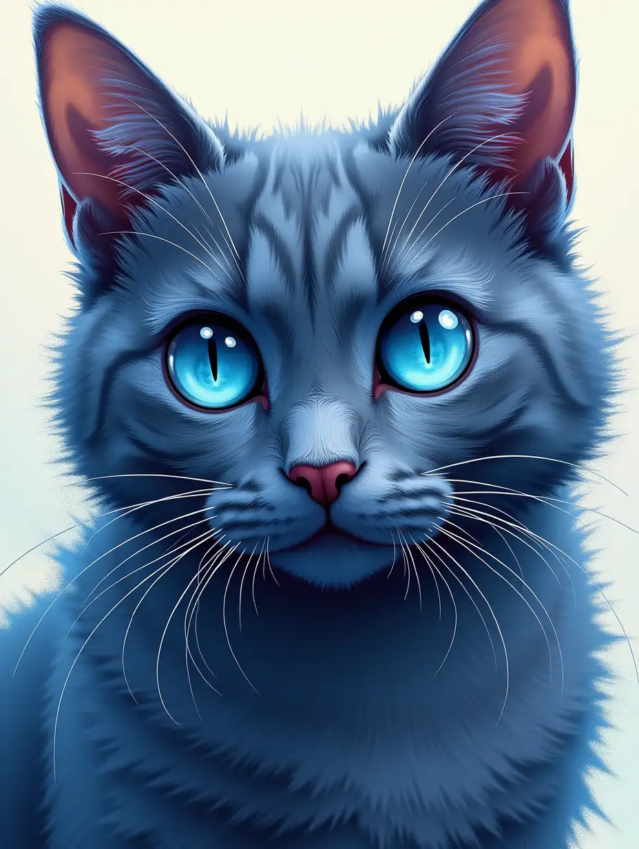 Smart Chibified BlueEyed Cat Portrait