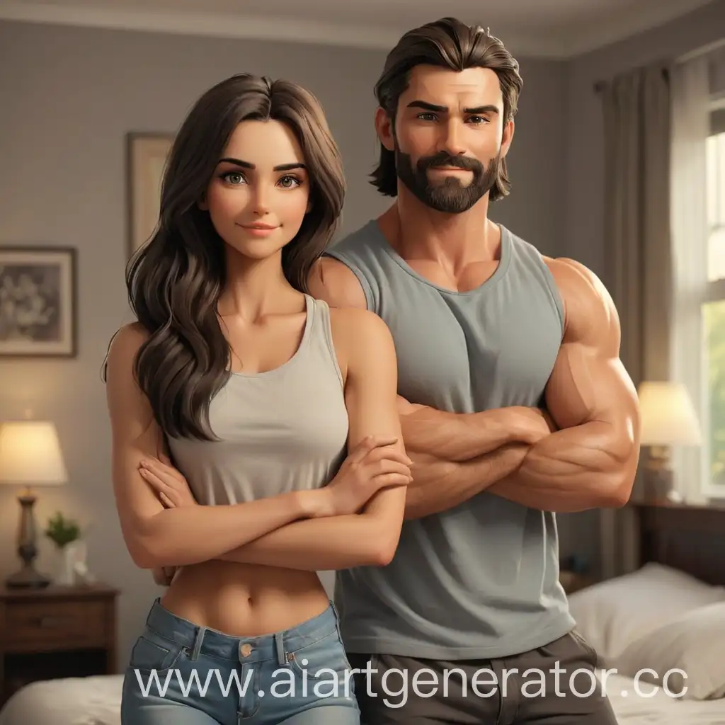 Confident-Couple-with-Strong-Expressions-in-Bedroom