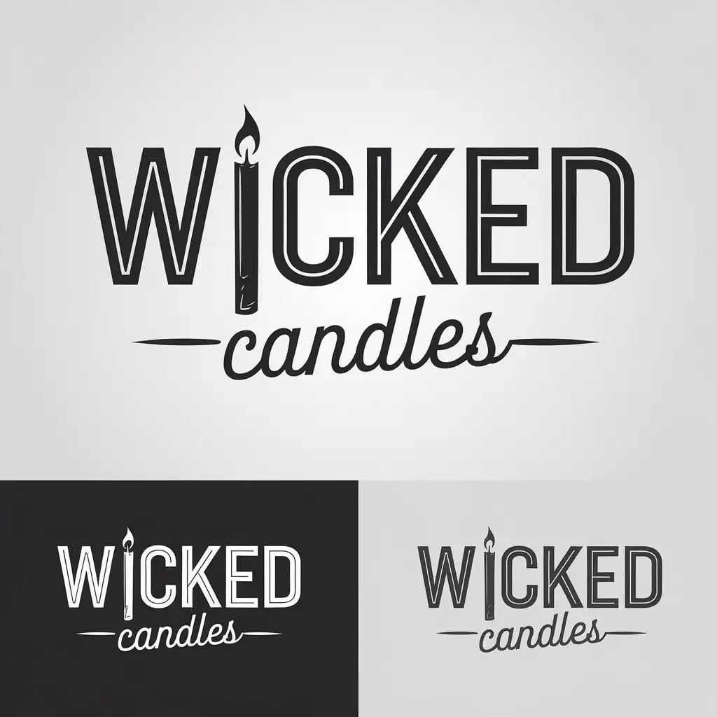 LOGO Design For Wicked Candles Cozy Monochrome Theme with Playful Script Font