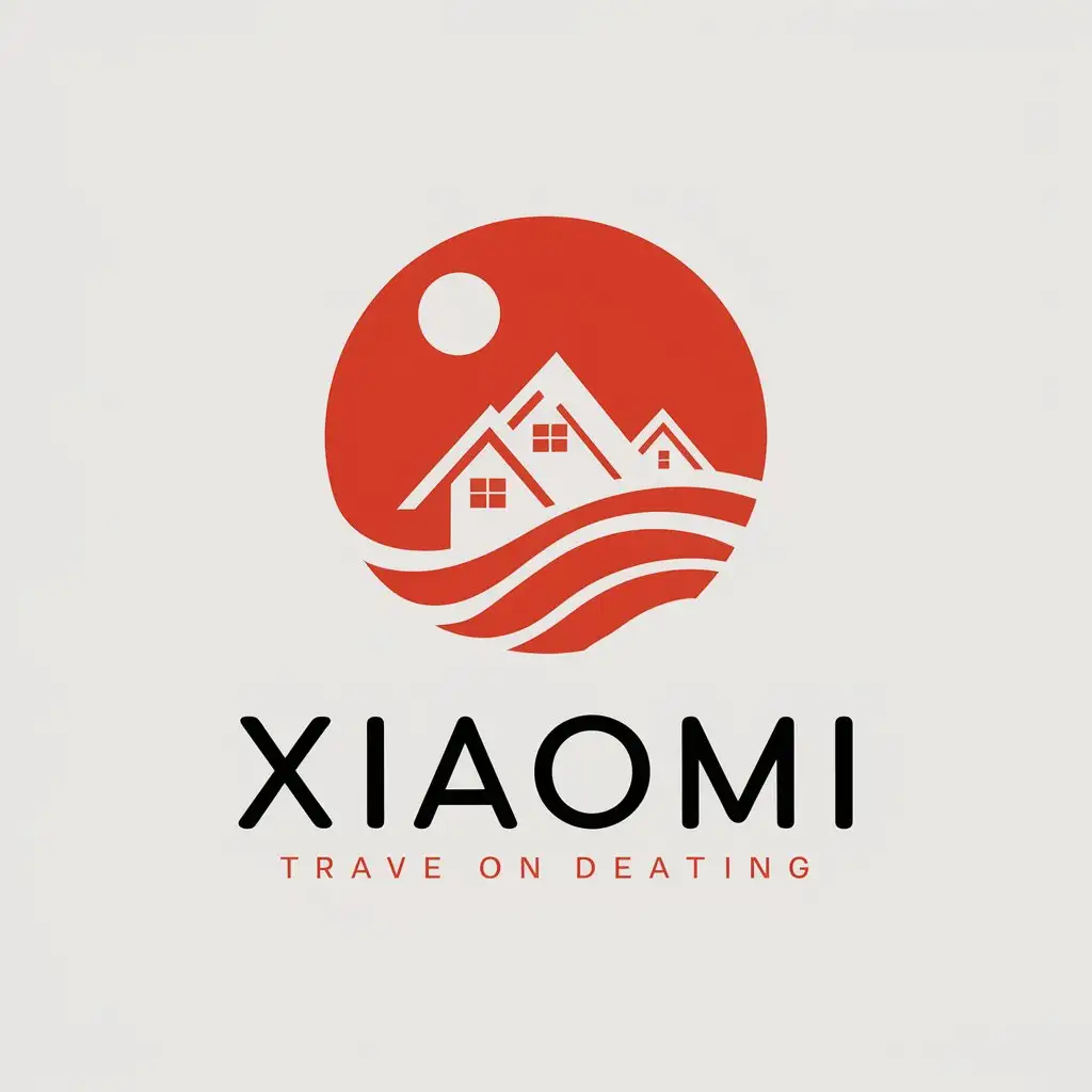 a vector logo design,with the text "Xiaomi", main symbol:red tourism, treating sallow and anti-sand, eco-tourism,Minimalistic,be used in Travel industry,clear background