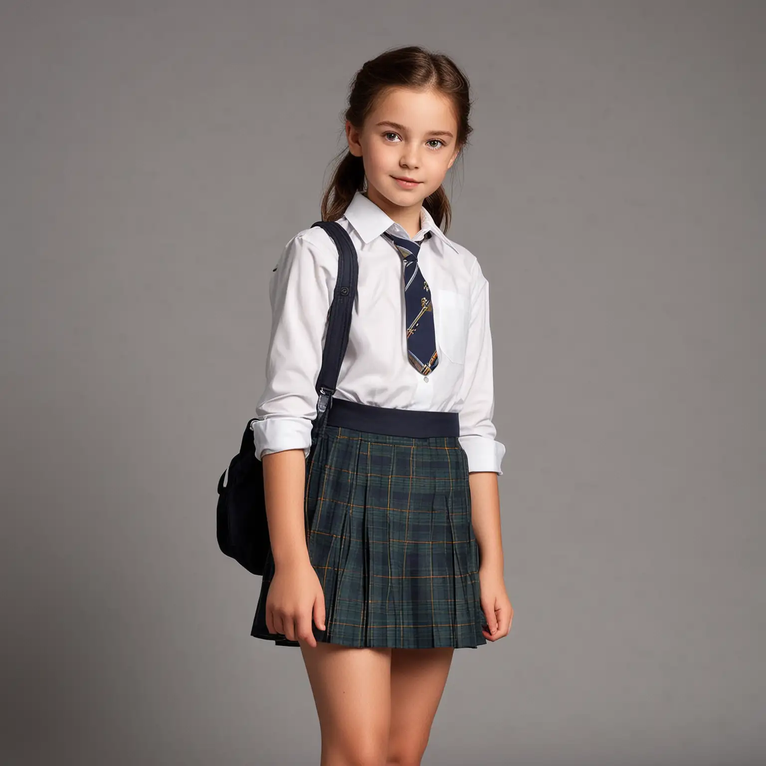 Young-Girl-Model-in-Stylish-School-Uniform-with-Short-Outfit