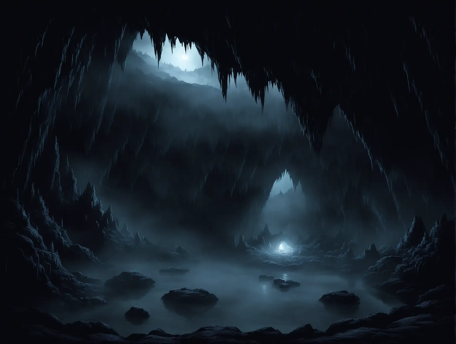 Mysterious-Dark-Cave-at-Night-with-Fog-and-Fantasy-Elements