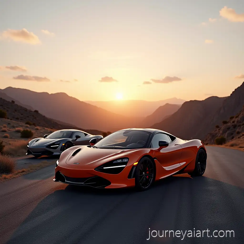 McLaren-720S-Racing-Past-Majestic-Mountains-at-Sunset