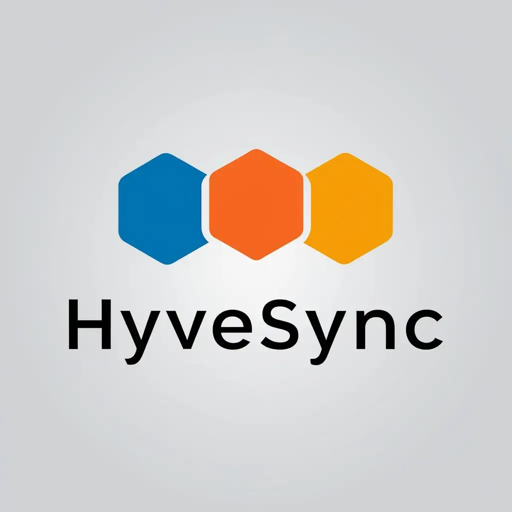 LOGO Design for HyveSync Minimalistic Three Honeycombs in Blue Orange and Yellow