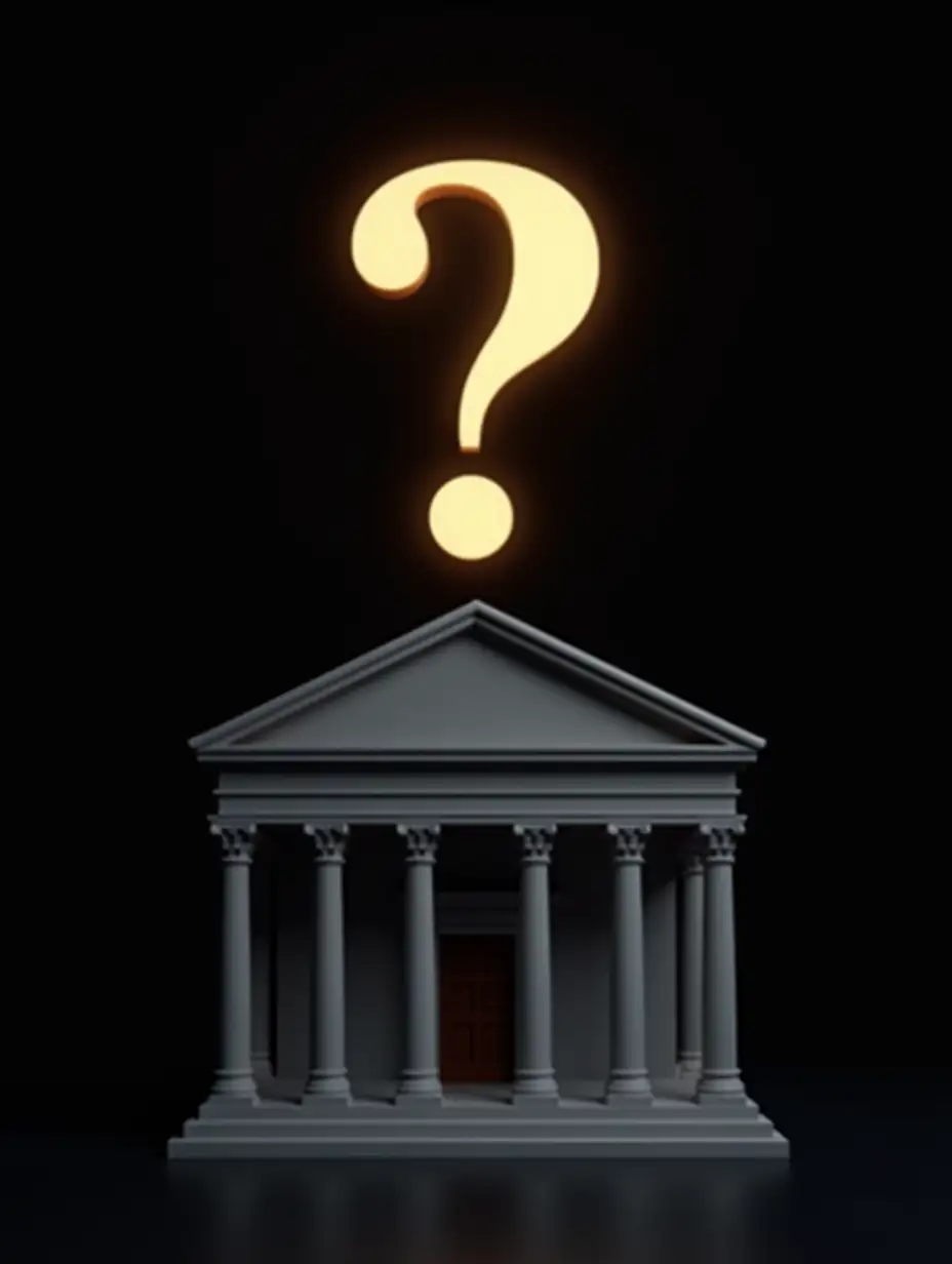 Classical-Bank-Building-with-Glowing-Question-Mark-Symbolizing-Financial-Uncertainty