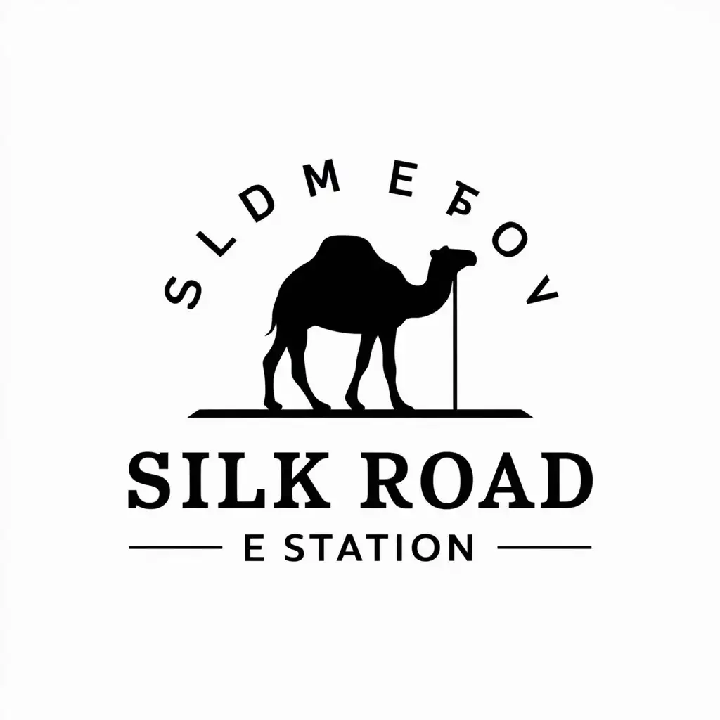 a vector logo design,with the text "Silk Road E station", main symbol:camel,Moderate,be used in Travel industry,clear background