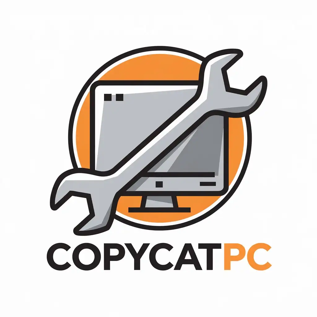 LOGO-Design-For-CopyCatPC-Desktop-PC-with-Wrench-Symbol-in-Vector-Style