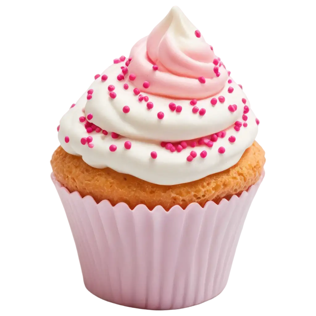 Delicious-Cupcake-PNG-with-Cream-Pink-White-Sprinkles-HighQuality-Image-for-Various-Uses