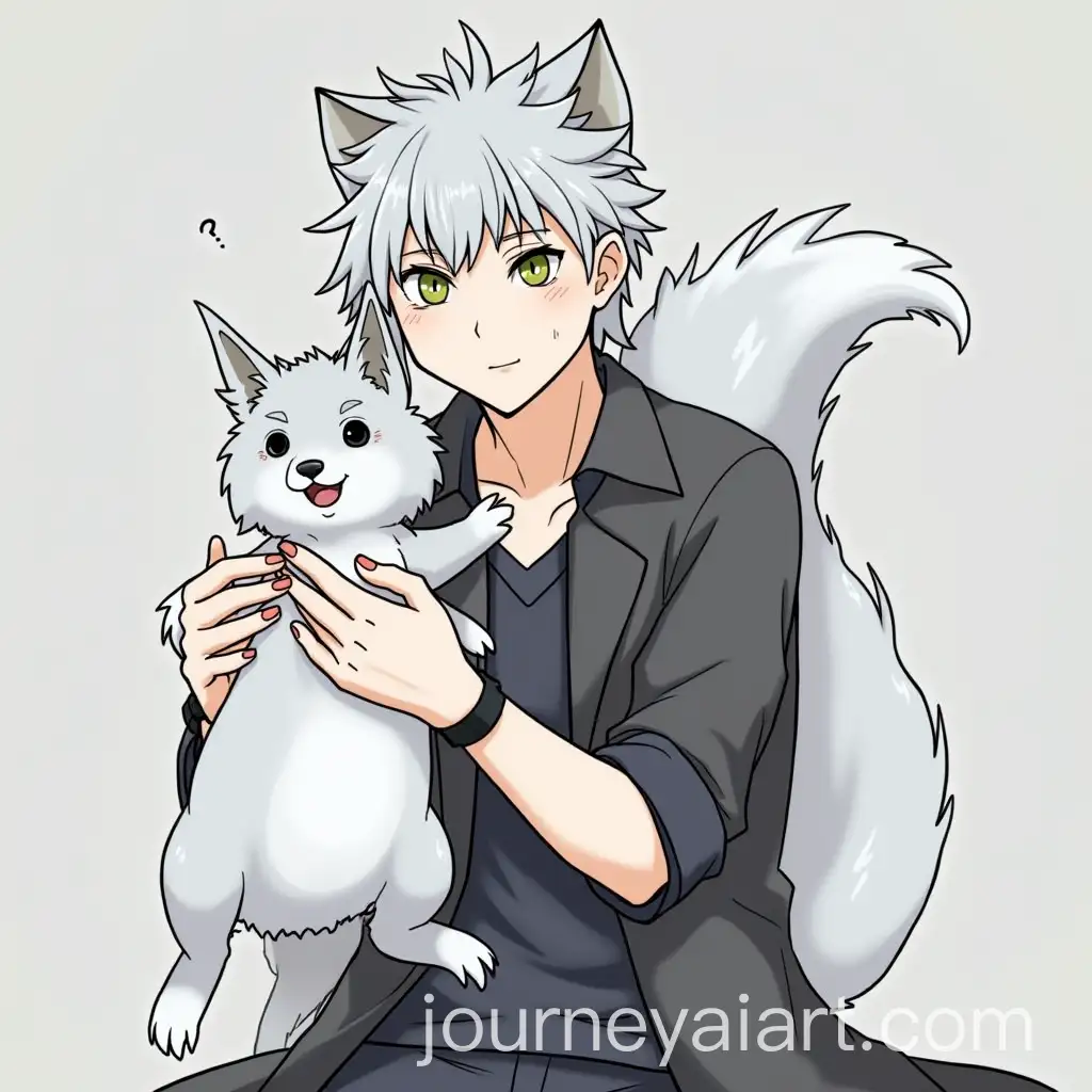 Gin-Ichimaru-with-a-Silver-Fox-Anime-Character-and-Pet