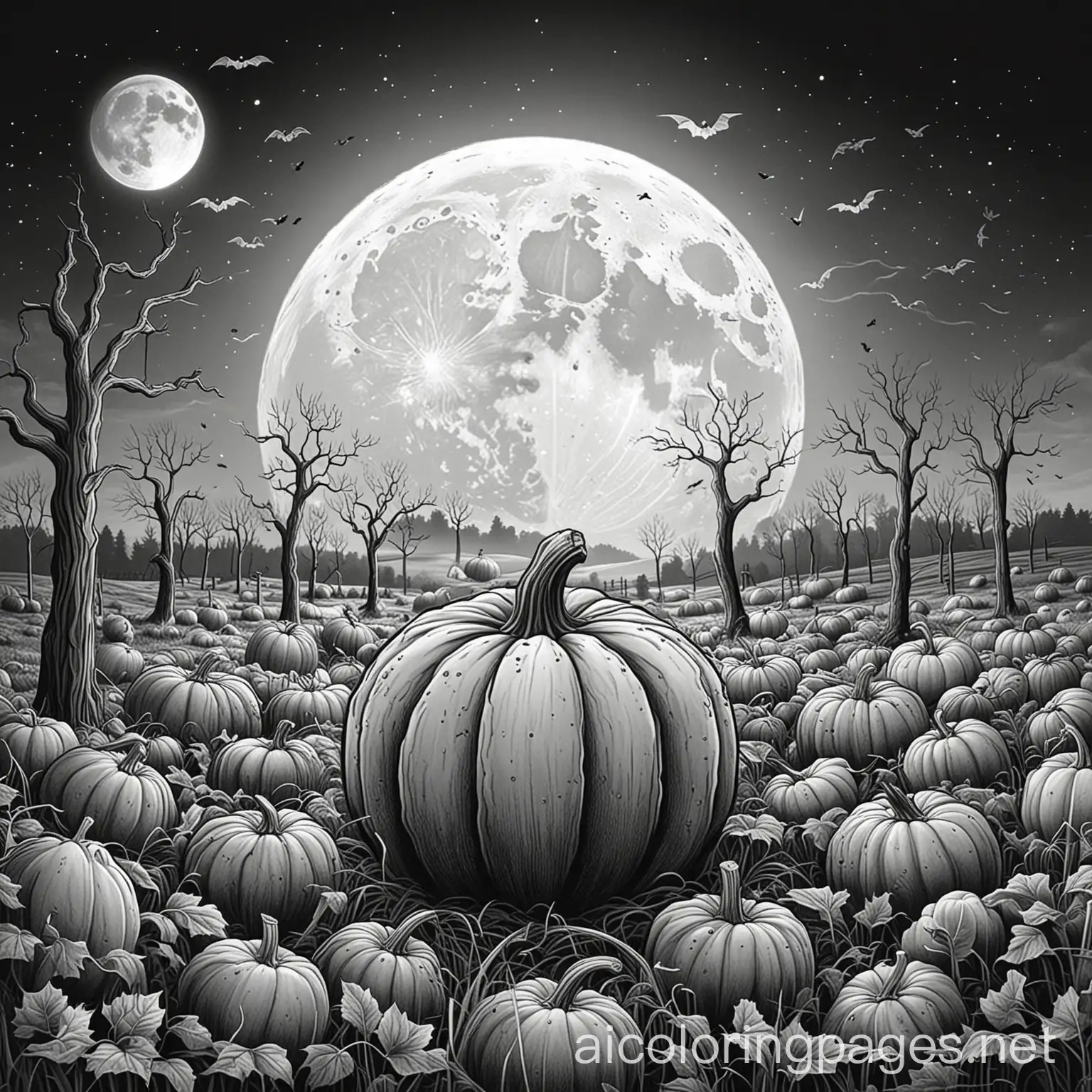 Spooky-Black-and-White-Pumpkin-Scene-in-a-Hayfield