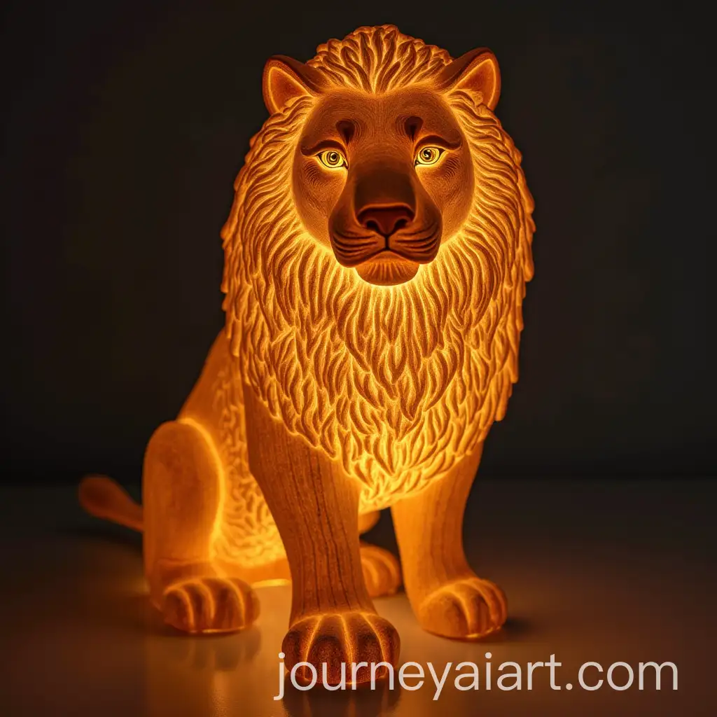 Natural-Wood-Lion-Sculpture-with-Epoxy-Resin-and-LED-Lights