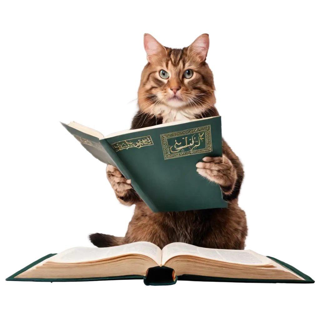 Cat-Reciting-the-Quran-PNG-Image-HighQuality-Digital-Art-for-Various-Uses