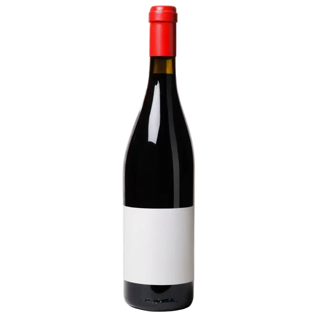 Premium-PNG-Image-of-a-Bottle-of-Red-Wine-with-White-Label-and-Red-Cap