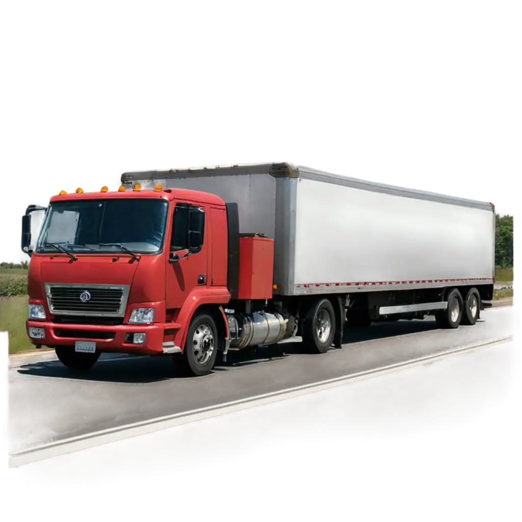 HighQuality-PNG-Image-of-a-Big-Red-Truck-Driving-on-a-Highway