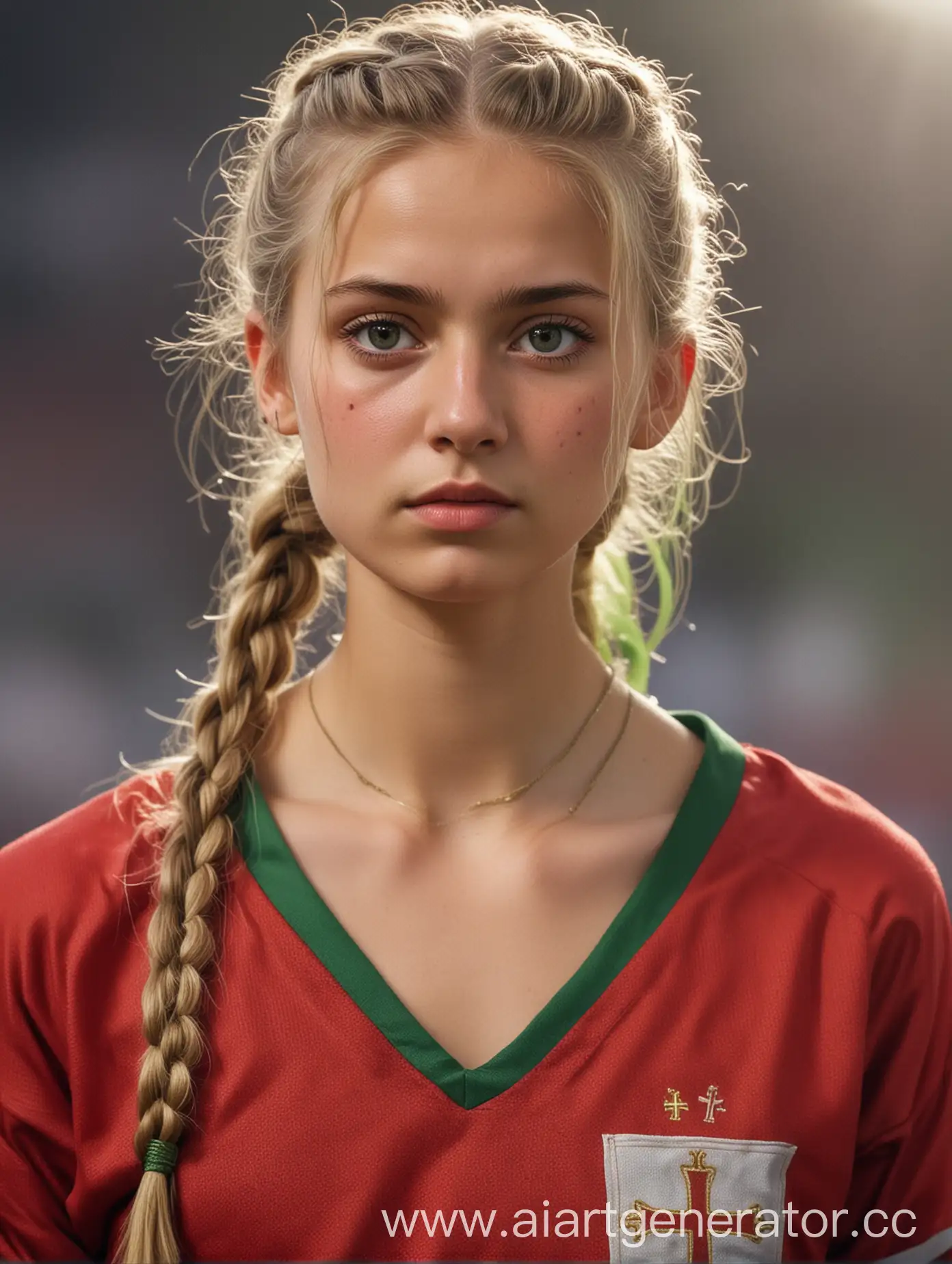 Orthodox-Young-Girl-in-Red-Football-Jersey-with-Cross-Necklace