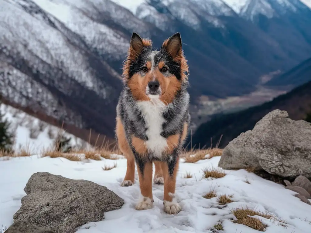 Dog on top of the mountain