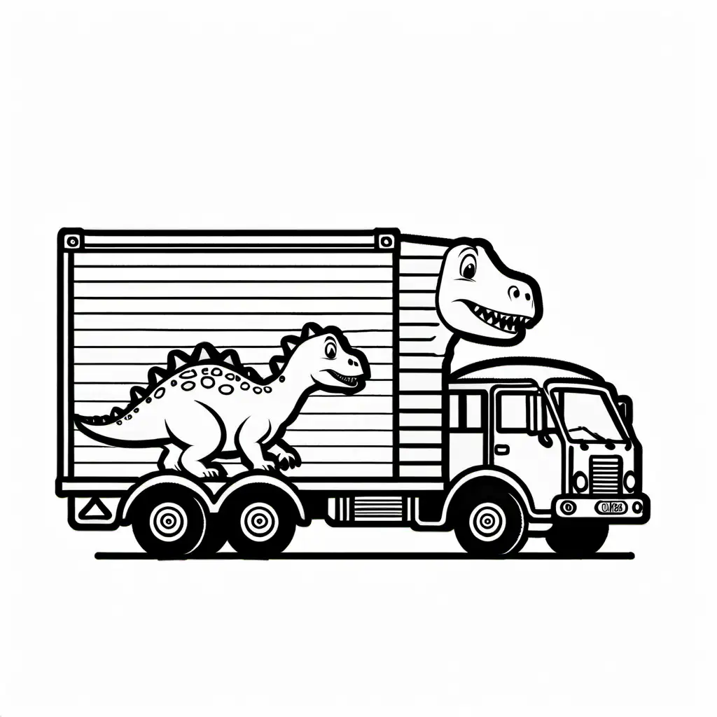 Dinosaur-Unloading-Pallets-from-Delivery-Truck-Coloring-Page