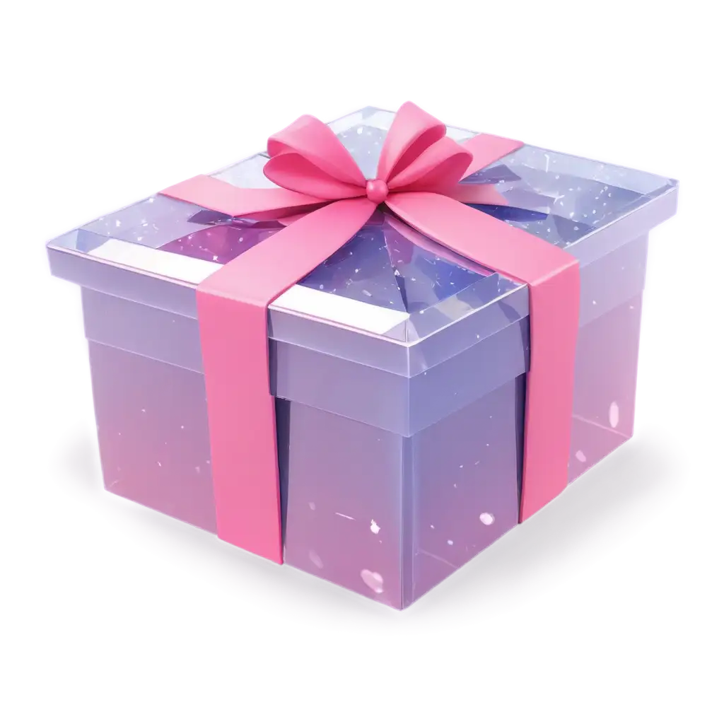 A 3D gift box with a transparent crystal texture and a sparkling feel, featuring e-commerce style and floating design