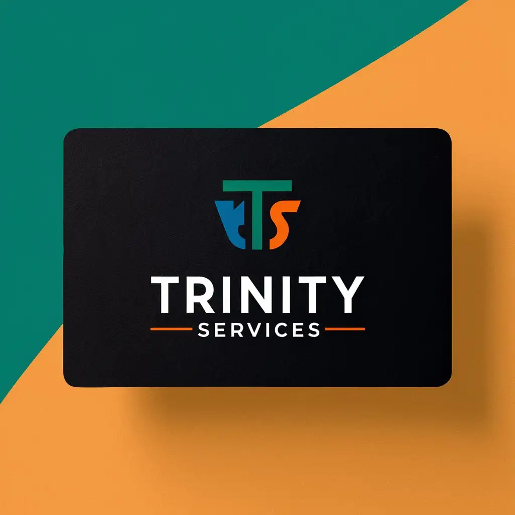 LOGO Design For Trinity Services Minimalistic TS Icon in Bright Green Orange and Royal Blue