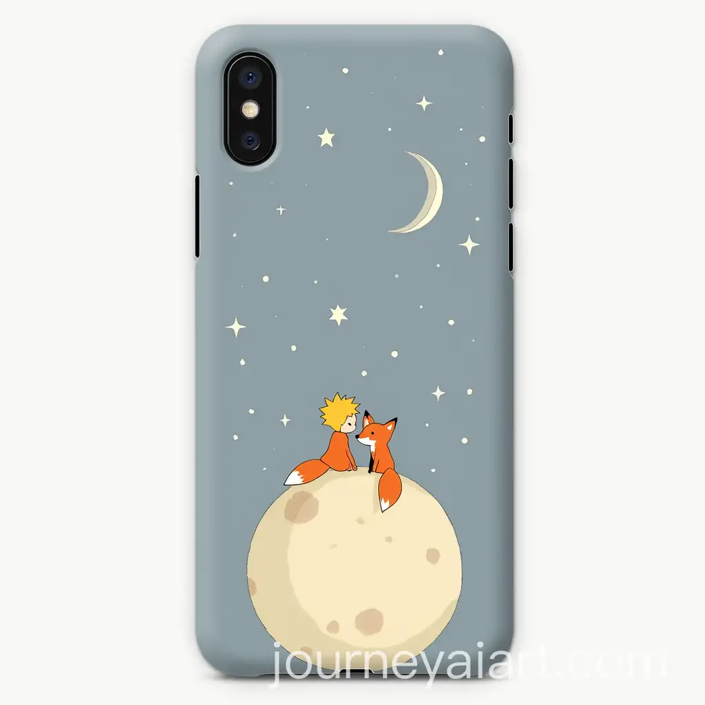 Minimalist-Phone-Case-Design-with-The-Little-Prince-and-Fox-on-a-Celestial-Planet