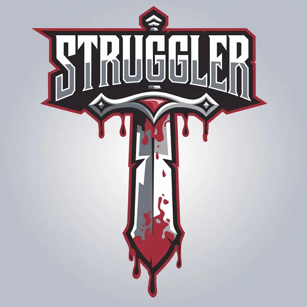 LOGO Design for Struggler Bold Text with Blood Sword and Anger Theme