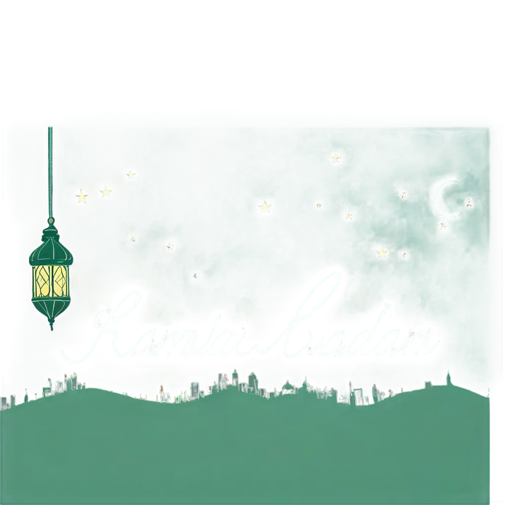 Ramadan-Islamic-Calligraphy-PNG-for-Sahar-and-Iftar-with-Green-and-Sky-Background