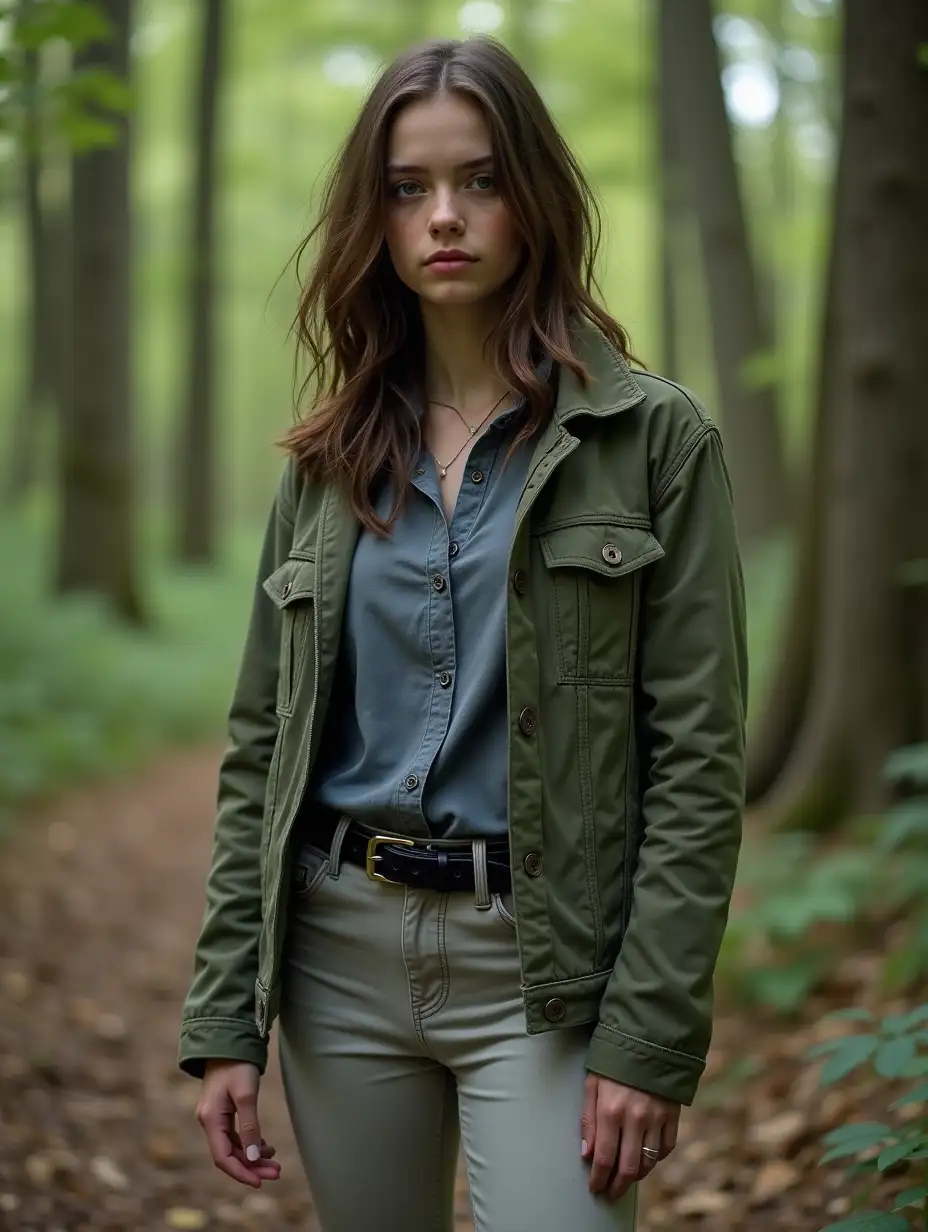 Young-Woman-in-Casual-Combat-Outfit-in-Forest-Setting-Inspired-by-Supernatural