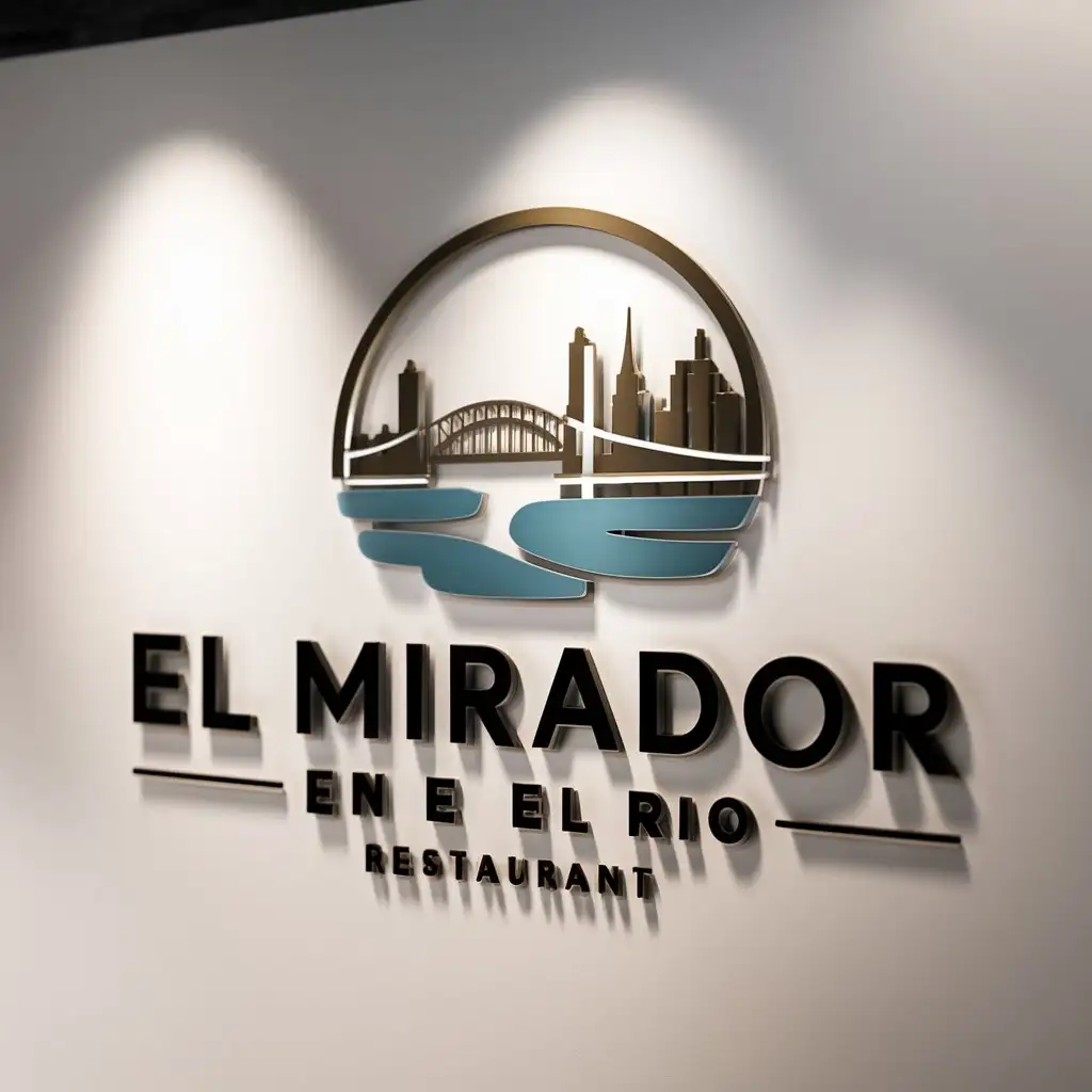 LOGO Design for El Mirador En El Rio River Bridge City Skyline for Restaurant Industry