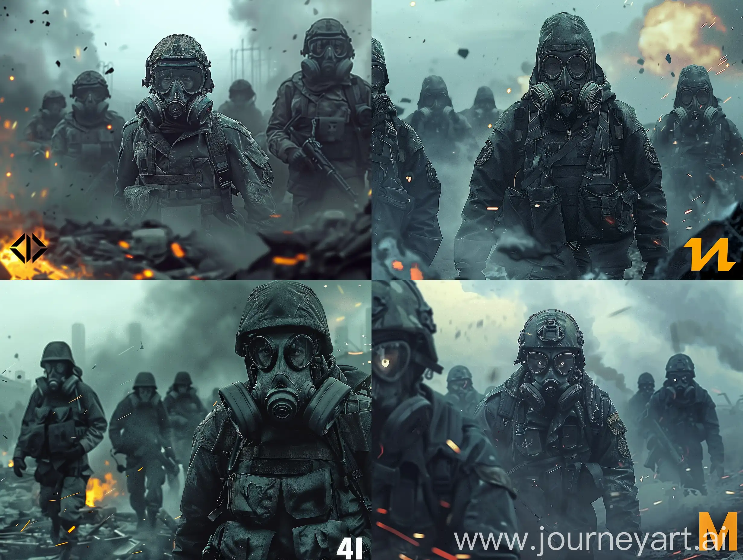 Soldiers-in-Gas-Masks-Navigate-PostApocalyptic-Battlefield