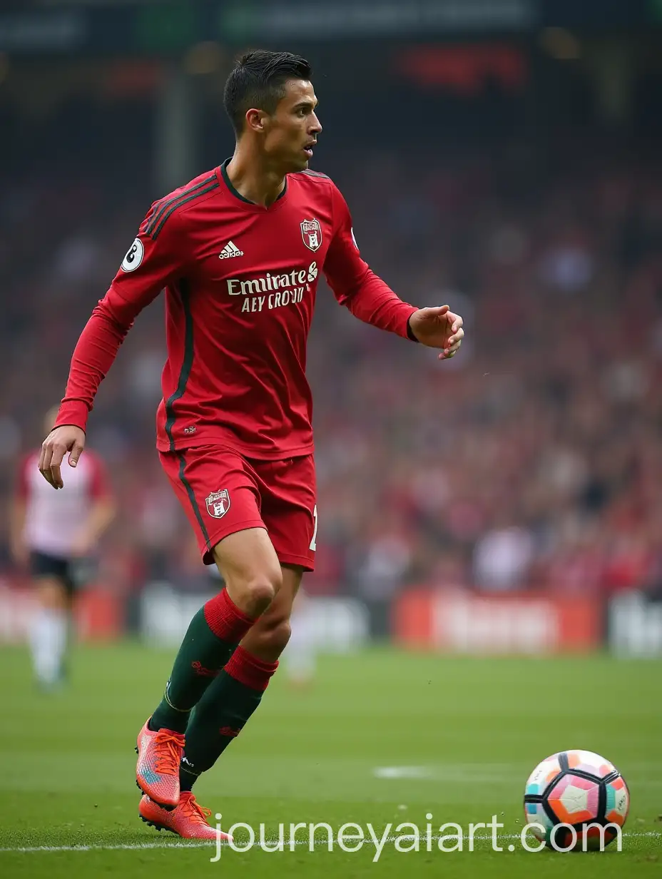 Ronaldo-in-NorthamptonAI-Image-Prompt-Expansion-Town-FC-Kit-Preparing-to-Score-Free-Kick-with-Fans-in-Background