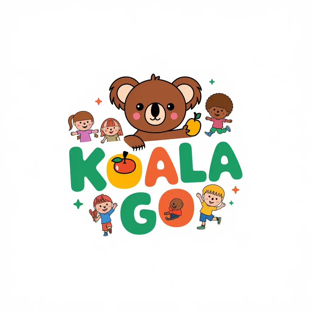 LOGO-Design-for-Koala-GO-Educational-Brand-with-Cocoa-Bear-Fruit-and-Childlike-Elements