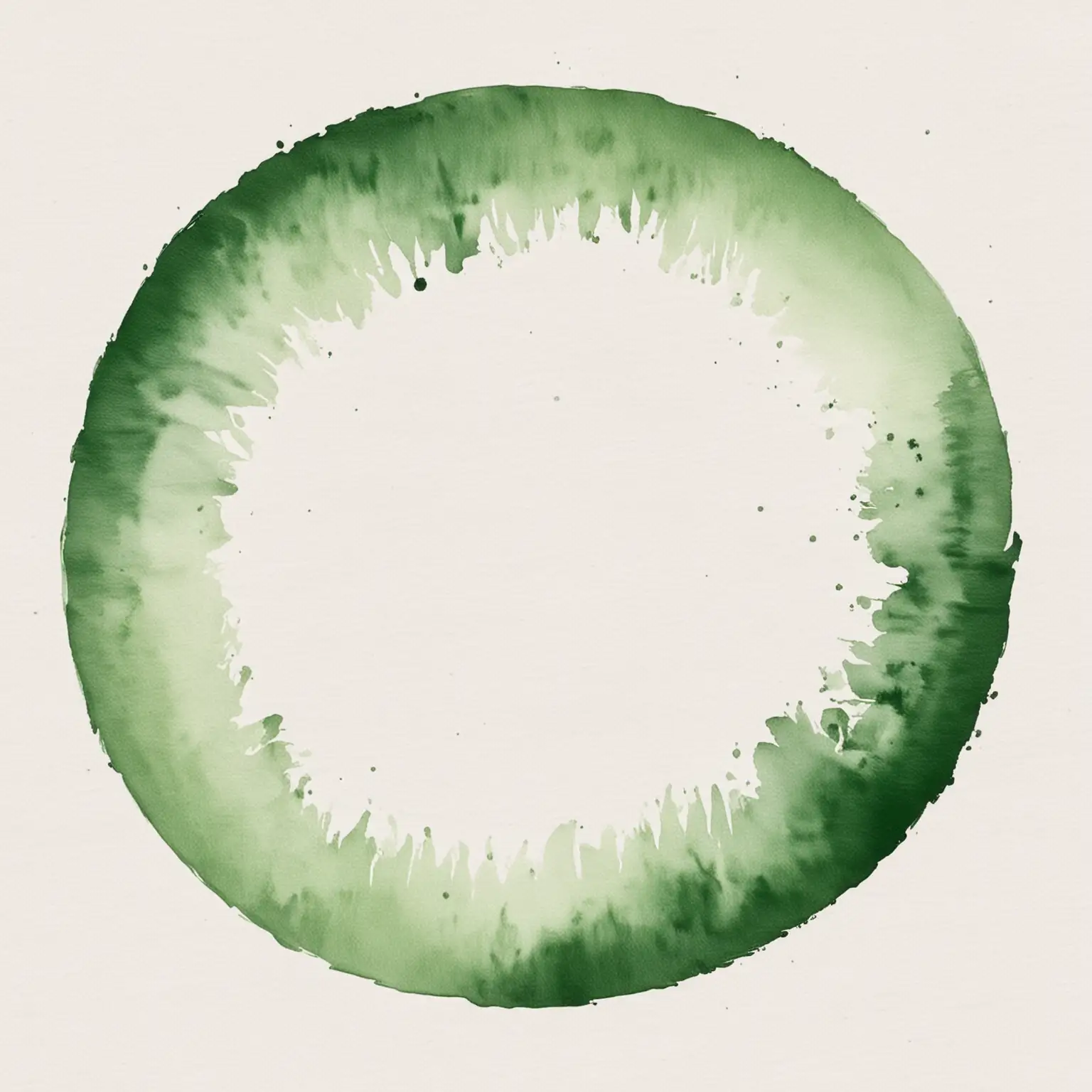 Green Watercolor Circle on White Background