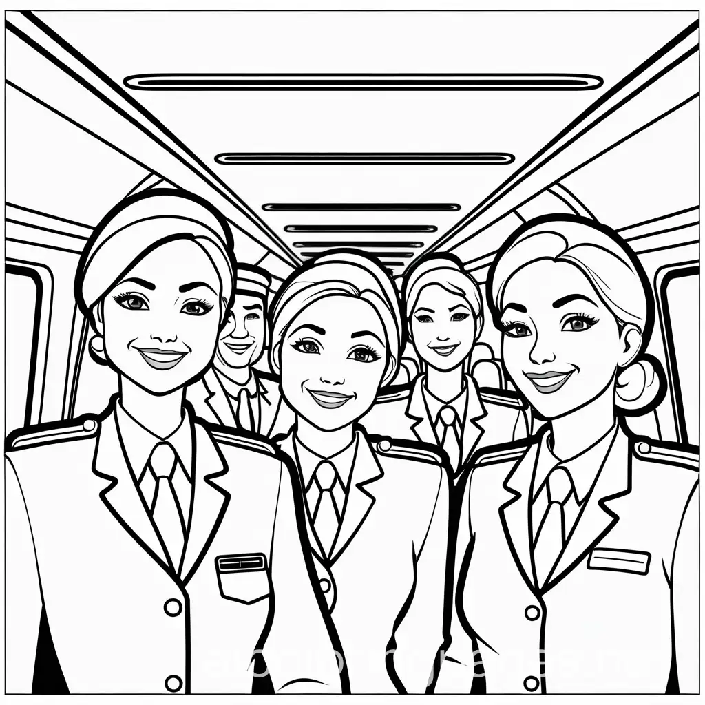 Bold-and-Easy-Cabin-Crew-Smiling-Coloring-Page