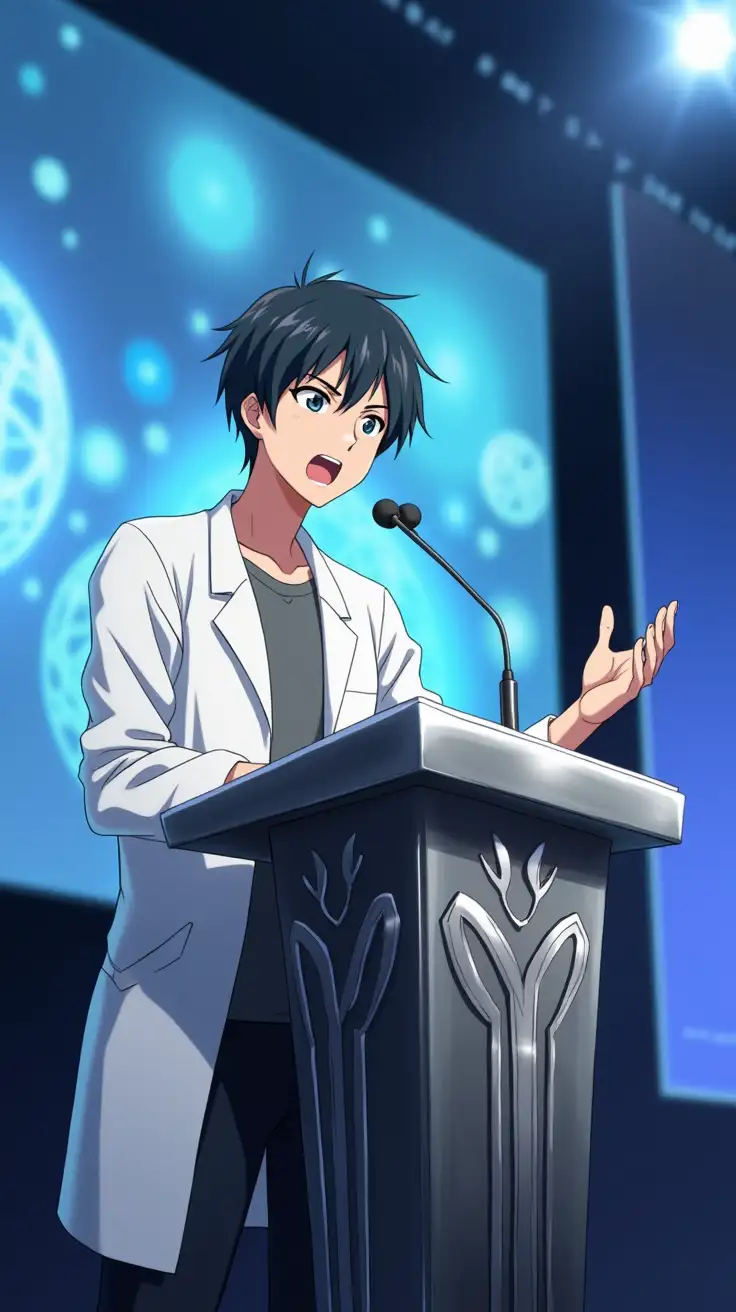 Anime-Style-Scientist-Presentation-with-HighTech-Podium