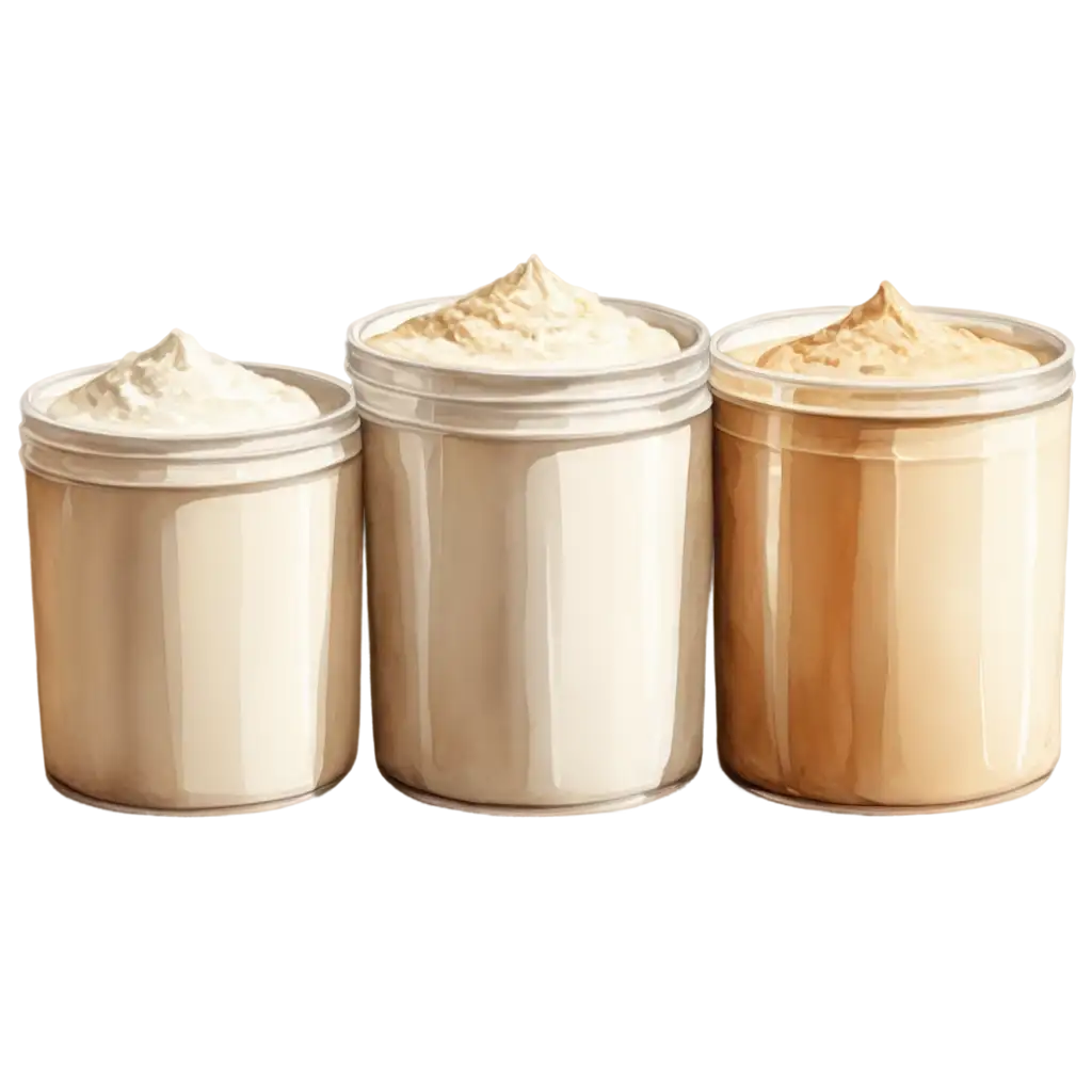 White-Batter-in-3-Containers-Painting-Illustration-HighQuality-PNG-Image-for-Versatile-Usage