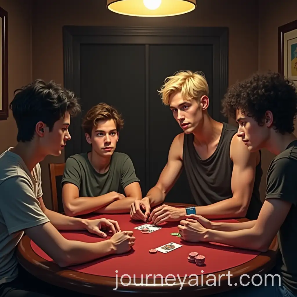 Four-Young-Men-Playing-Poker-Diverse-Styles-and-Personalities
