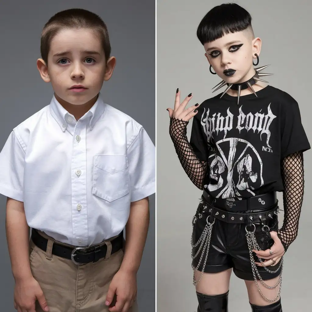 Before-and-After-Transformation-of-10YearOld-into-Gothic-Style