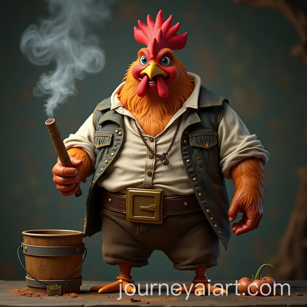 Fat-Pirate-Chicken-with-Cigar-and-Bucket-Helmet
