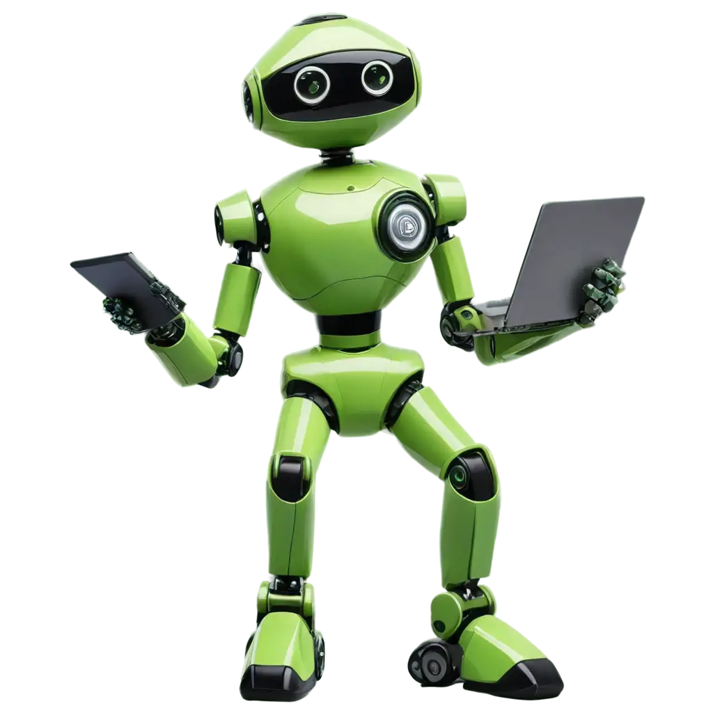 Minimalist-GreenThemed-Robot-PNG-A-Fresh-Take-on-Futuristic-Design