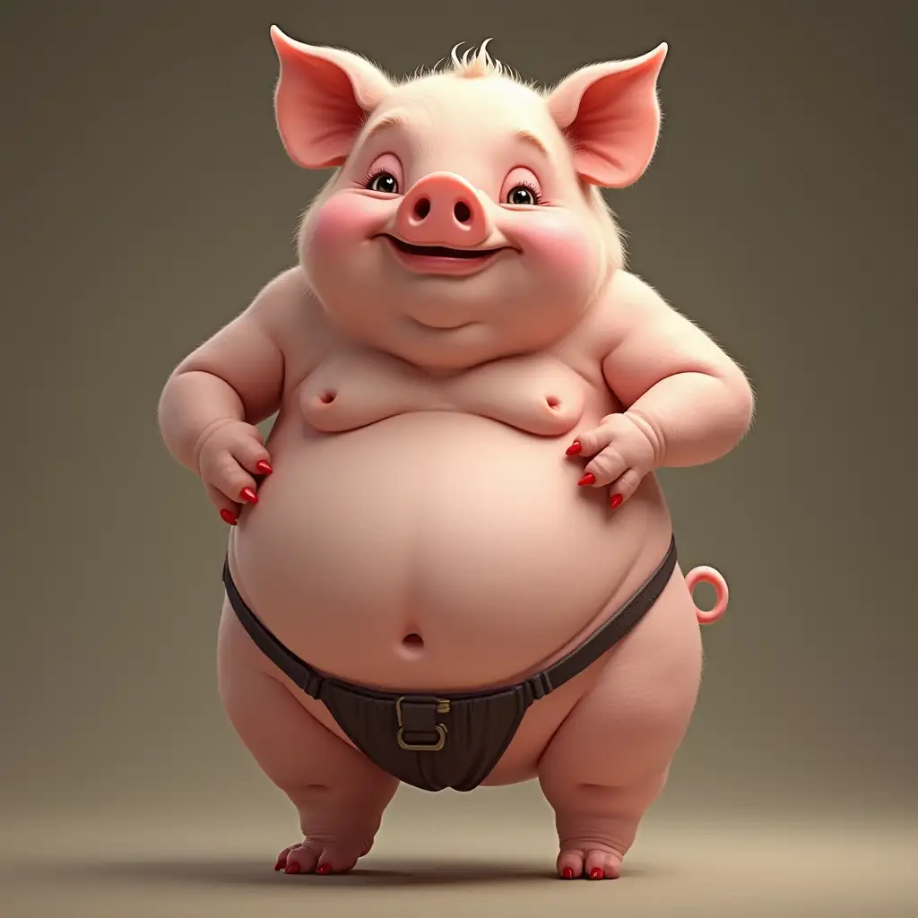 about the first image you generated of a pig in a thong, remove the extra leg but keep its expression and body