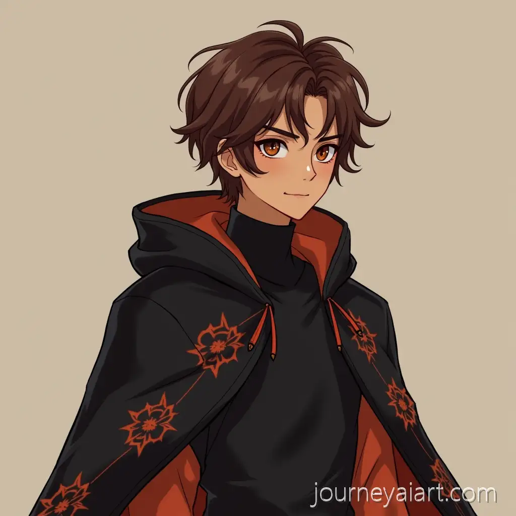Young-Male-Encanto-Character-in-Mysterious-Black-Cape-with-Dark-Auburn-Hair