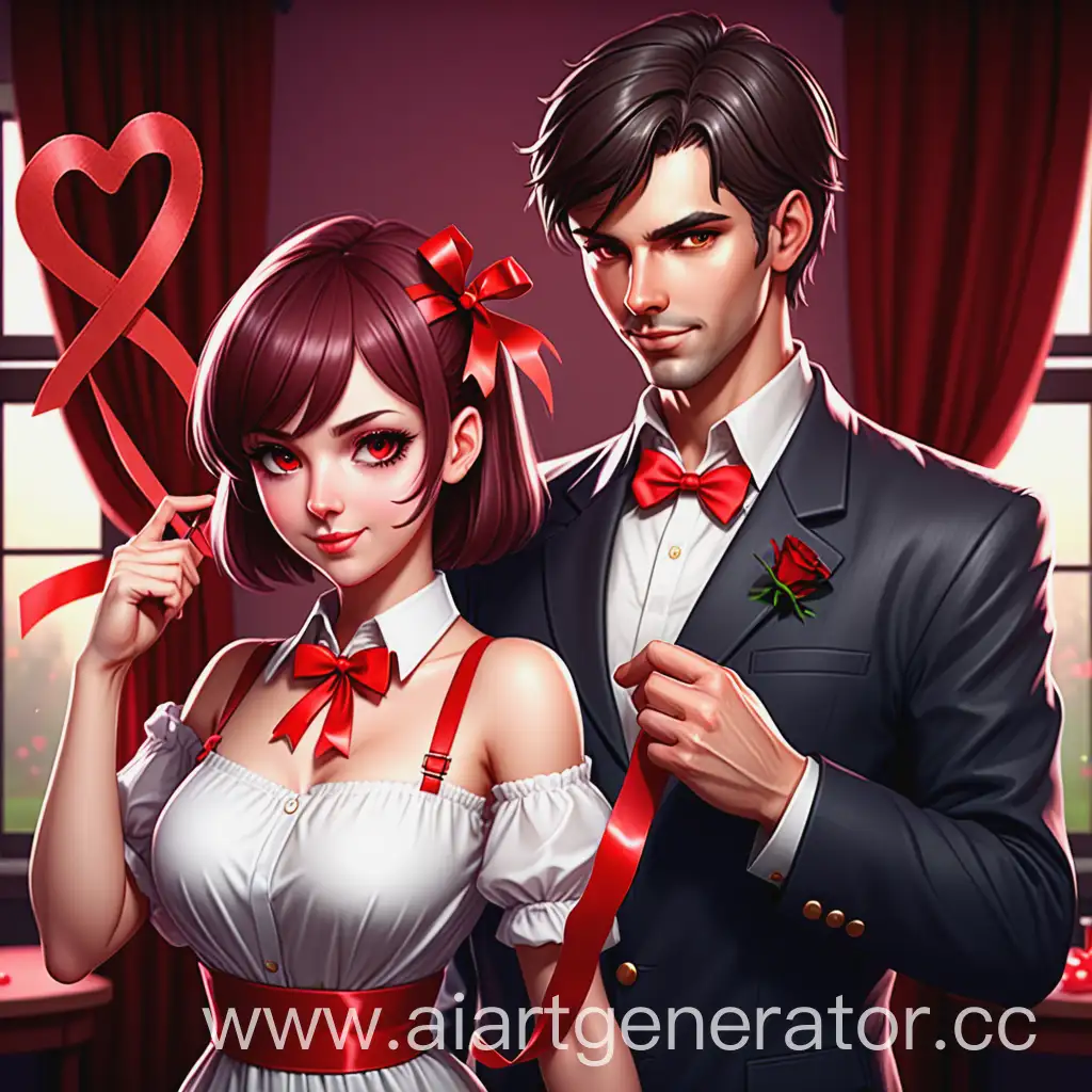 Romantic-Couple-Cutting-Red-Ribbon-with-Salutes